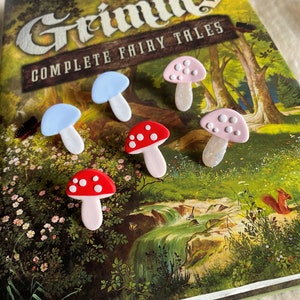 Mushroom Stud Earring - Set of 3 Earrings - Handmade Polymer Clay Earrings - Hypoallergenic