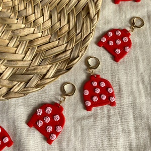 Pom Pom Sweater Earring - Polymer Clay Earrings - Hypoallergenic