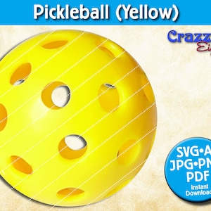 Può includere: Una palla da pickleball di colore giallo brillante con una superficie a buchi. La palla è progettata per essere utilizzata nello sport del pickleball.