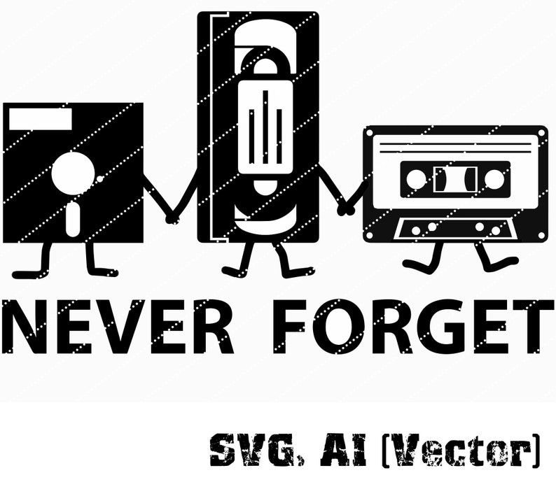 Divertido diseño de camiseta Never Forget Analógico• archivo descargable digital imprimible svg-ai-pdf-jpg-png • Úselo con Cricut y Silhouette imagen 3