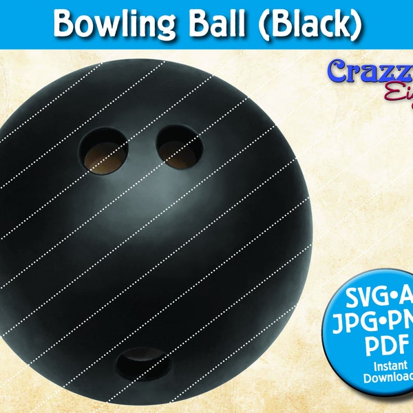 Bowling Ball - Official Bowling Ball Black  • svg-ai-pdf-jpg-png printable digital downloadable files •  Use with Cricut and Silhouette