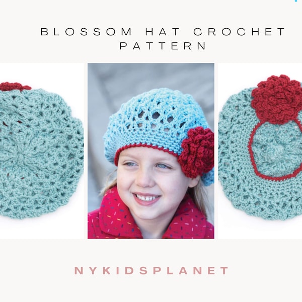 Crochet Hat Pattern Beanie Awesome Bloom- Easy to make Round Prensess Crochet Hat- Tutorial crochet hat pattern kids gift