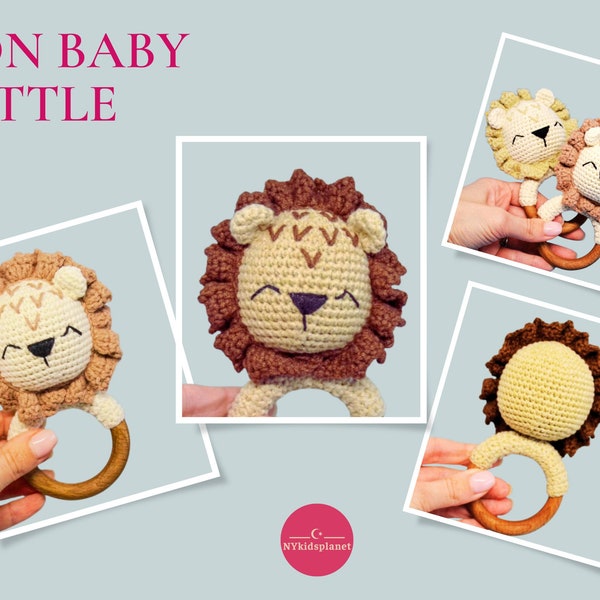 Crochet baby rattle pattern, newborn baby rattle, Lion baby rattle- Baby Gifts,Rattle Pattern, Lion Rattle, Easy Crochet Pattern, Mom gifts