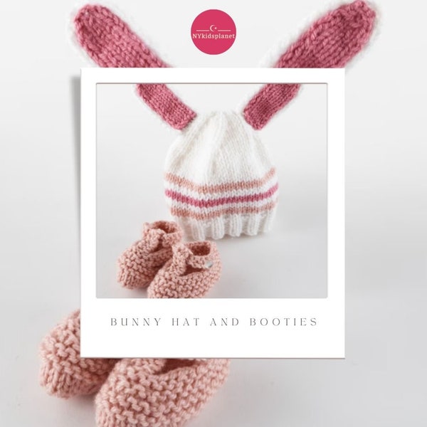 Bunny Hat and Booties- Baby Shower Diy Gift,Patterns for Babies,Gifts,Beginner Baby Knit,Sock- Baby Bootie Knitting-B Patern for babies,Sock