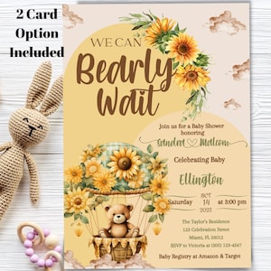 Bewerkbare uitnodigingssjabloon jongen babyshower uitnodigen Instant Download kaart zonnebloem babyshower uitnodiging sjabloon meisje bloemen babyshower