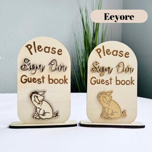 Classic Eeyore Winnie the Pooh Guest Book Sign Baby Shower Gift Wooden Sign 1st Birthday Party Table Decor Please Sign Our GuestBook Signage