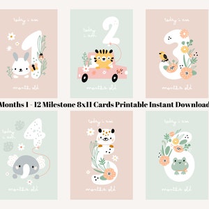 Instagram mijlpaalaankondiging geboorte maand 1 tot 1 jaar update voor sociale media delen baby maandelijkse update direct downloaden personaliseren kaart