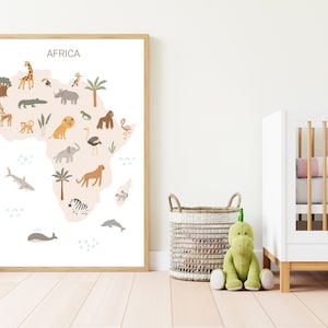 Afrikanische Safari-Kinderzimmer-Wand-Dekor für neues Baby Serengeti Kleinkind Zimmer Kunst Instant Download druckbare Zoo Kunst Tier-Baby-Dusche-Geschenk-Idee