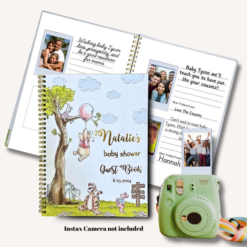 Please sign our guest book inside page Winnie the pooh and friends Instax guestbook
Winnie The Pooh Baby Shower Photo GuestBook Instax Mini Photo Album Book Instax Guest Book Alternative Scrap Book Personalized Keepsake