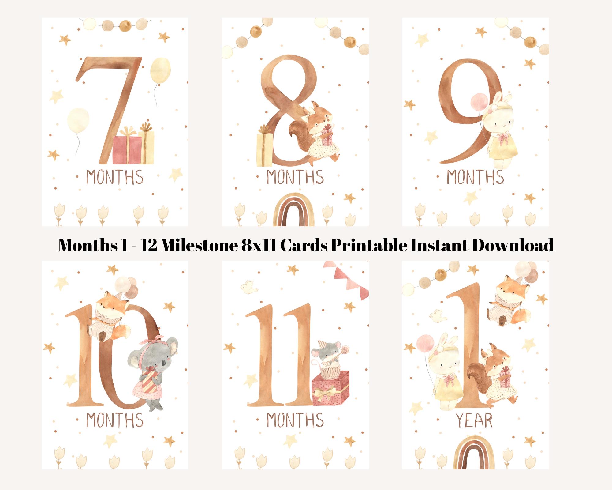 Boho Baby Milestone Cards, Watercolor Animals (digital Download) - Etsy
