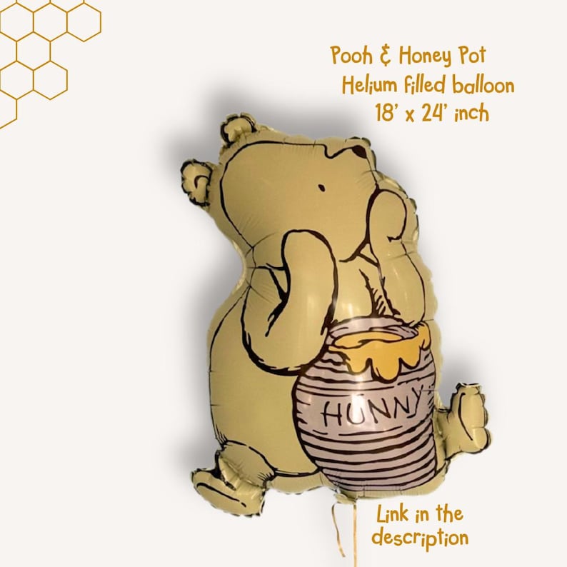Winnie The Pooh Bear helium balloon, custom decoration for baby shower, honey pot foil balloon, first birthday classic Pooh party.
Classic Winnie The Pooh and honey pot foil balloon, helium filled baby shower decoration, first birthday Pooh bear party supply custom.
Baby shower Pooh bear decoration, helium foil balloon with honey pot design, first birthday custom Winnie The Pooh party classic.
Custom Winnie The Pooh balloon, honey pot foil design, helium filled for first birthday, classic Pooh