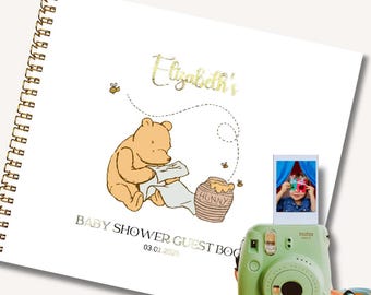 Classic Winnie The Pooh Baby Shower Instax Guest Book Personalized Photo Album With Balloon