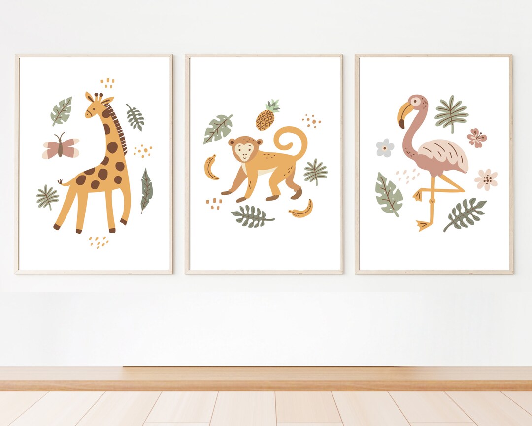 Tropical Safari Nursery Wall Art Printable for Toddler Room Serengeti ...