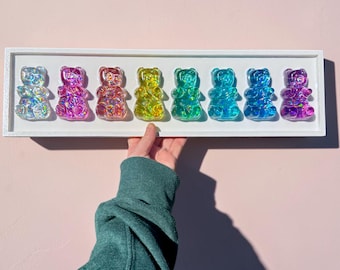 Extra Großes holografisches Regenbogen Harz Gummibärchen Kunst/3d Pop Art Wandkunst/Süßigkeiten Harz Kunst/Maximalistisches Dekor