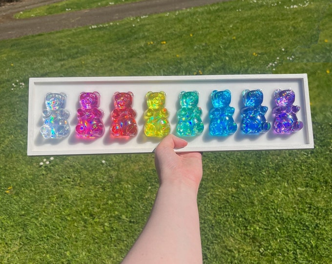 Extra Large Holographic Rainbow Resin Gummy Bear Art/3d Pop Art Wall Art/Candy Resin Art/Maximalist Decor