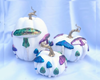 Handmade Mushroom Pumpkin Decor - Halloween Thanksgiving Centerpiece
