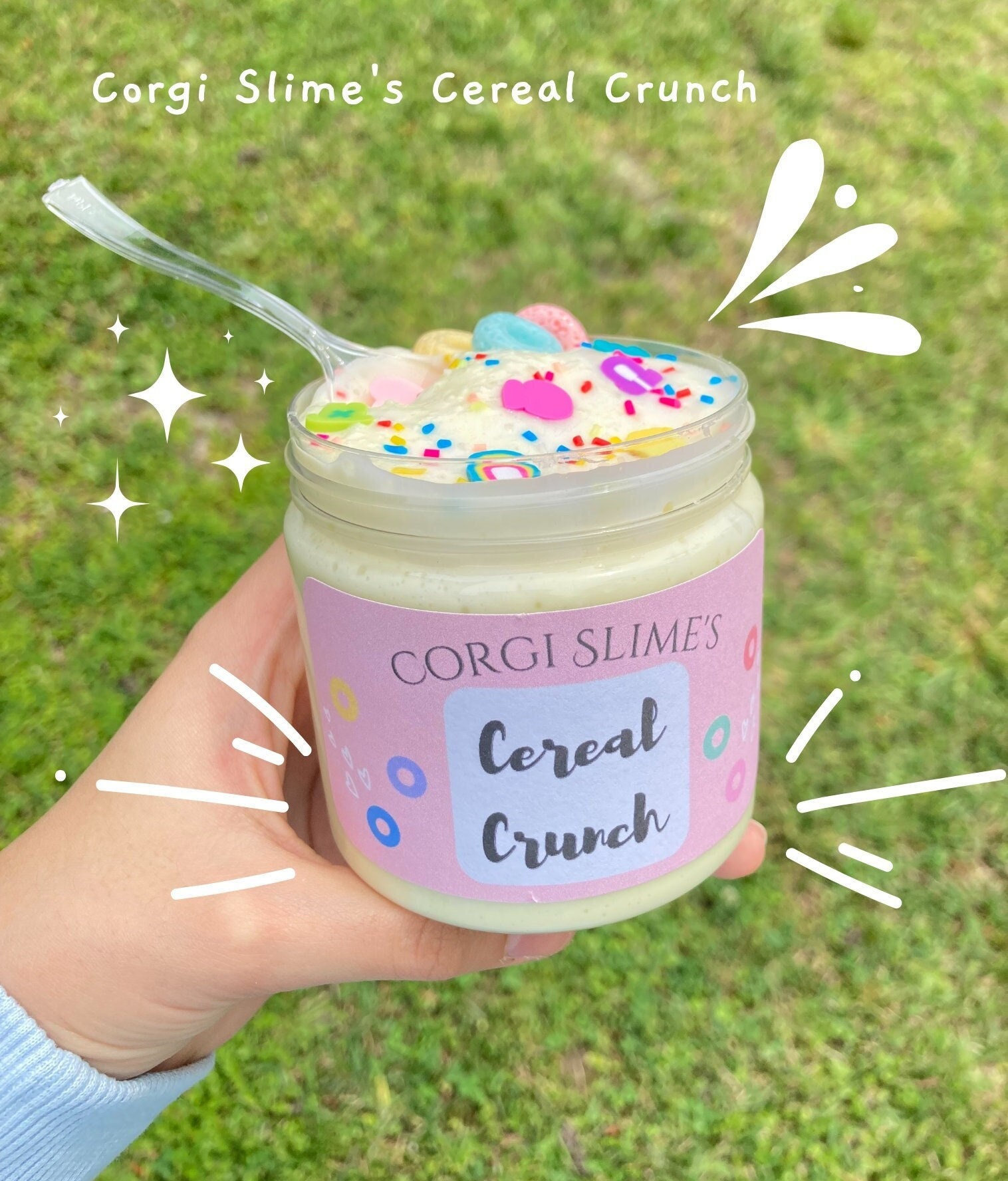 Handmade in USA CRUNCHY 6oz Jar COCONUT Crunch Cereal Homemade *SCENTED* Slime 