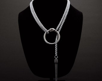 Slip Chain Lariat Necklace, Stainless Steel
