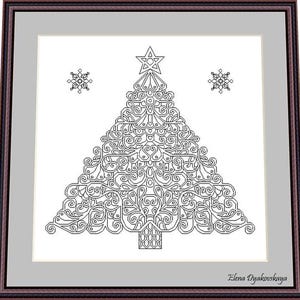 Árbol de Navidad – Patrón de Blackwork, Patrón de Bordado Digital – PDF, descarga instantánea