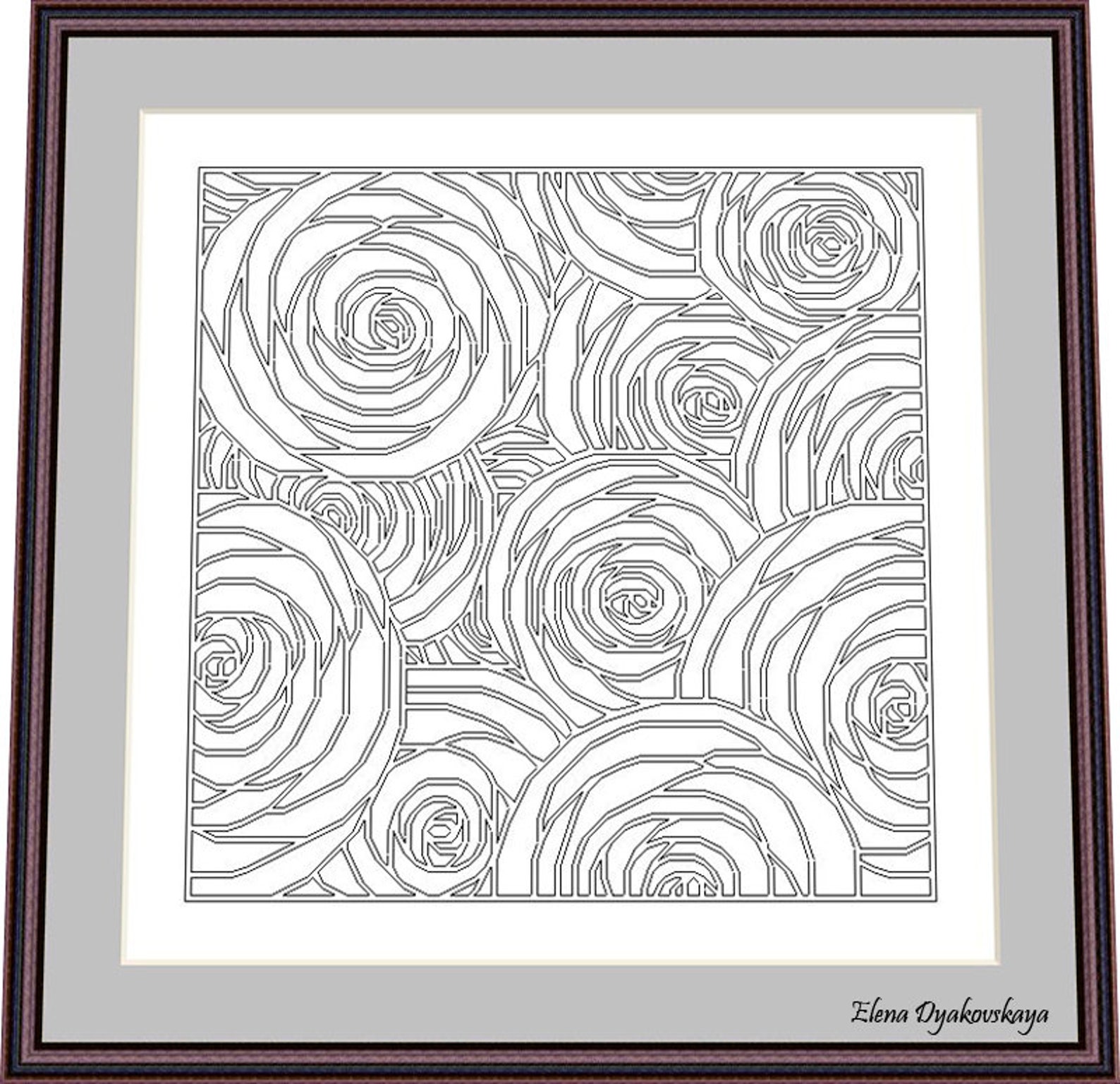 Blackwork Lace – Roses 2 – Black Work Pattern, Needlepoint Pattern ...