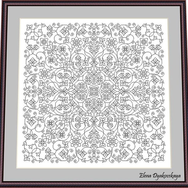 Blackwork lace15– Blackwork Pattern, Needlepoint Pattern Digital – PDF, instant download