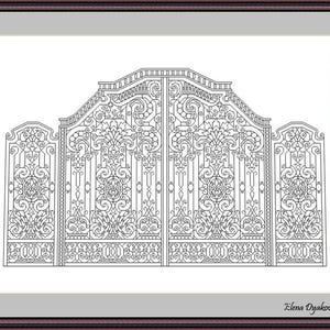 The gates 8– Blackwork Pattern, Needlepoint Pattern Digital – PDF, instant download