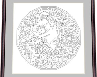Romance – Renda romântica – Padrão Blackwork, Padrão Needlepoint Digital – PDF, download instantâneo