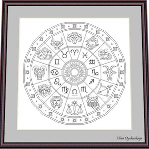 Zodiac signs– Blackwork Pattern, Needlepoint Pattern Digital – PDF, instant download