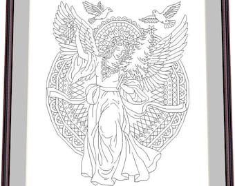 Christmas angel 2 -  Blackwork Pattern, Needlepoint Pattern Digital – PDF, instant download