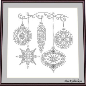 Christmas decorations - Blackwork Pattern, Needlepoint Pattern Digital – PDF, instant download