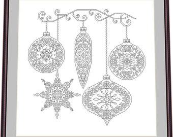 Christmas decorations - Blackwork Pattern, Needlepoint Pattern Digital – PDF, instant download