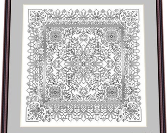 Blackwork lace14– Blackwork Pattern, Nadelspitzen-Muster Digital – PDF, sofortiger Download