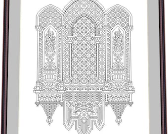 Architektonisches Ornament – zwei Blackwork Patterns, Nadelspitzen Muster Digital – PDF, sofort-Download