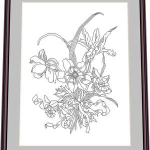Bouquet of flowers – Blackwork Pattern, Needlepoint Pattern Digital – PDF, instant download