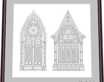 Janelas góticas 2 -1– Padrão Blackwork, Padrão Needlepoint Digital – PDF, download instantâneo