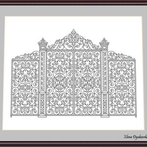 The gates 6 – Blackwork Pattern, Needlepoint Pattern Digital – PDF, instant download