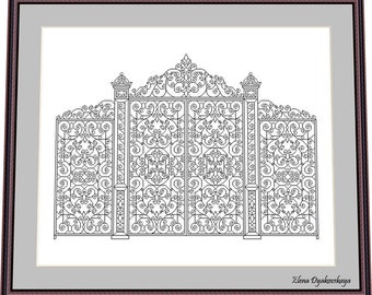 The Gates 6 - Blackwork Pattern, Nadelspitzen-Muster Digital - PDF, sofort-Download