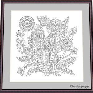 Blowballs or Summer impression 3 - Blackwork Pattern, Needlepoint Pattern Digital – PDF, instant download