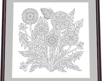 Blowballs or Summer impression 3 - Blackwork Pattern, Needlepoint Pattern Digital – PDF, instant download