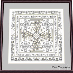 Feliz Navidad - Encaje navideño - Patrón de Blackwork, Patrón de bordado digital - PDF, descarga instantánea