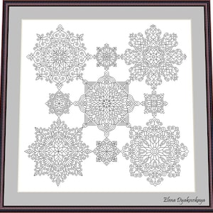 Christmas Snowflakes 2  -Two Blackwork Patterns, Needlepoint Patterns Digital – PDF, instant download