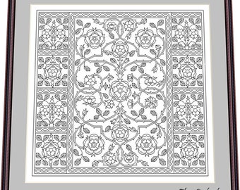 Queen Elizabeth&#39;s Bible cover lace – Blackwork Pattern, Needlepoint Pattern Digital – PDF, instant download