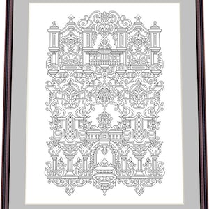 Antiker Bucheinband Lace 4 - Blackwork-Muster, Nadelpunkt-Muster Digital - PDF, sofortiger Download