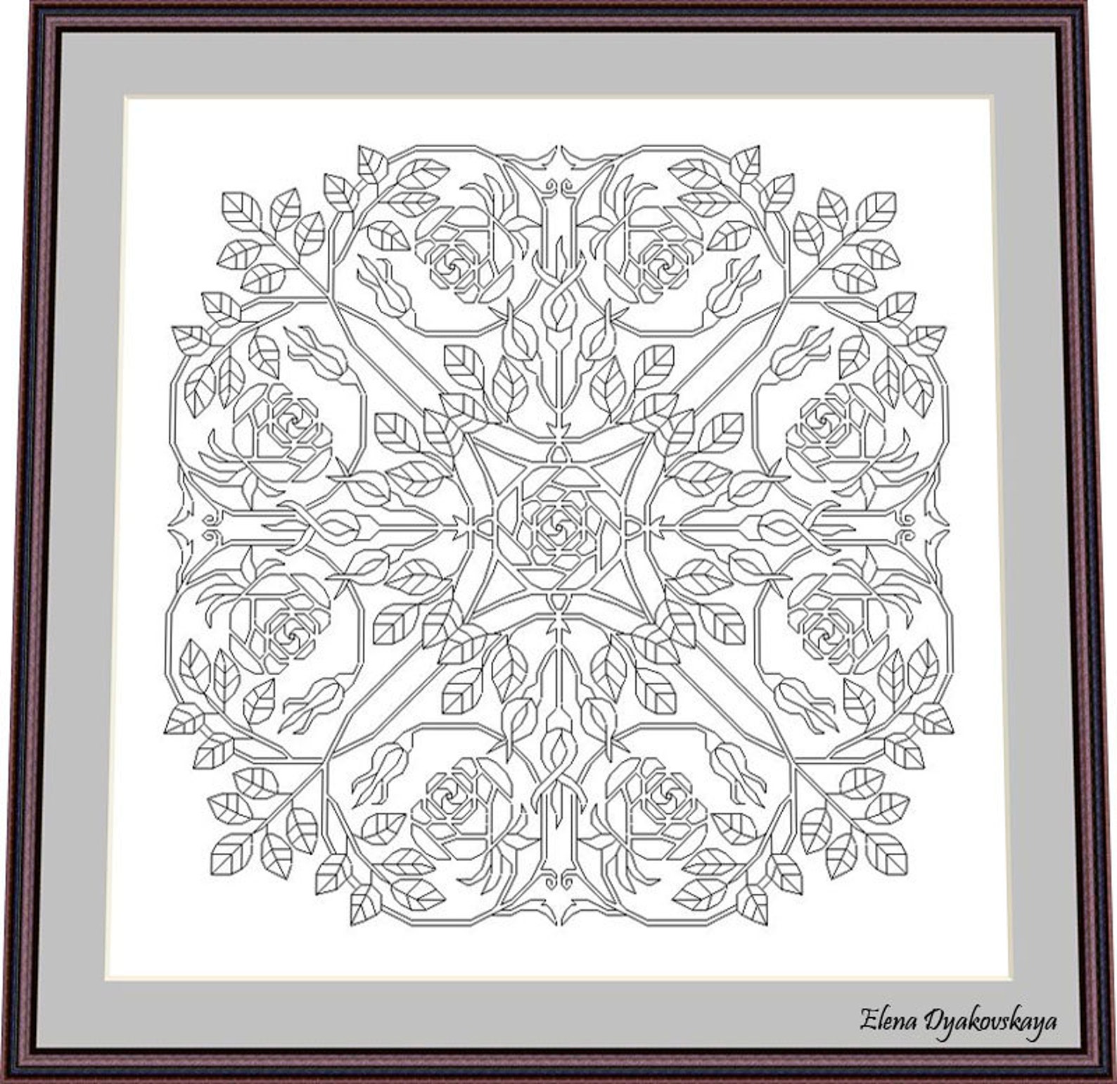 Blackwork Lace – Roses 3 – Black Work Pattern, Needlepoint Pattern ...