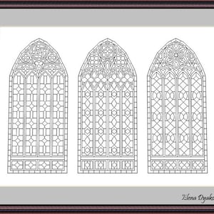 Gothic windows – Blackwork Pattern, Needlepoint Pattern Digital – PDF, instant download