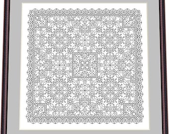 Blackwork lace28– Blackwork-patroon, digitaal borduurpatroon – pdf, direct downloaden