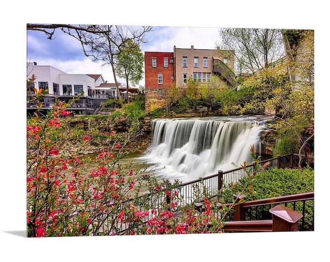 Spring in Chagrin Falls, OH | Waterfall Art | Waterfall Photo | Gift for Mom | Gift for Her | Spring Decor | Bachelorette Apartment | Flower