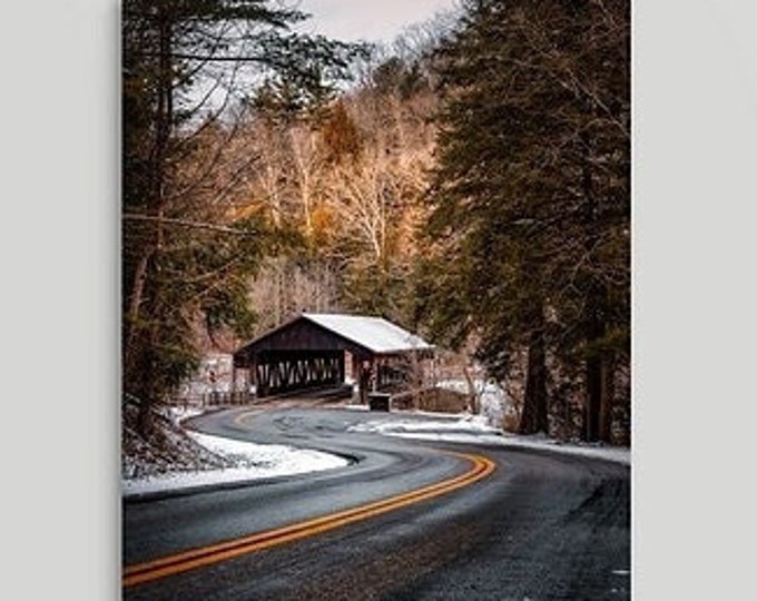 Mohican Covered Bridge in Ohio | Winding Road | Curvy Road | Ohio State Park | Winding Road Wall Decor | Road Trip Art | Nature Wall Art