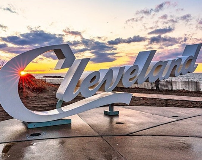 Cleveland Script Sign - Euclid Beach (Horitzontal) | Cleveland Sunset | Cleveland Metroparks | Lake Erie Photos | Lake Erie Art | Great Lake