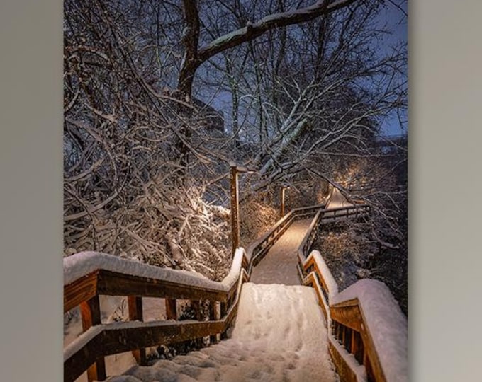 Cozy Winter Nights  | Cuyahoga Falls, OH | Winterscape | Winter Wall Decor | Winter Landscape Print | Winter Art | Snowy Night | Snow Art